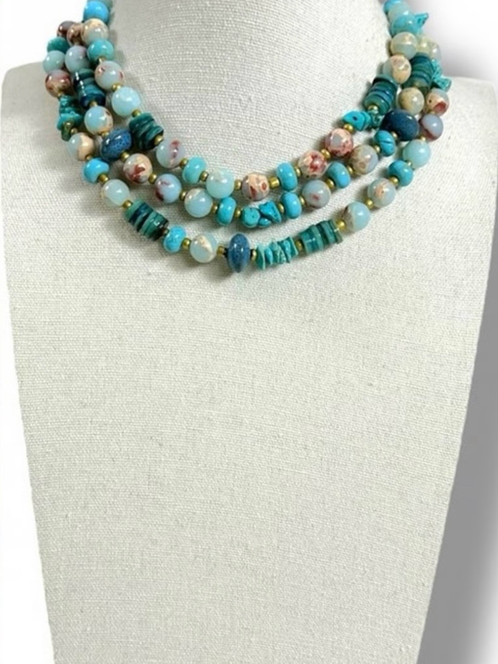 NWOT Free People Layered Riverside Beaded Necklace in Blue Turquoise
